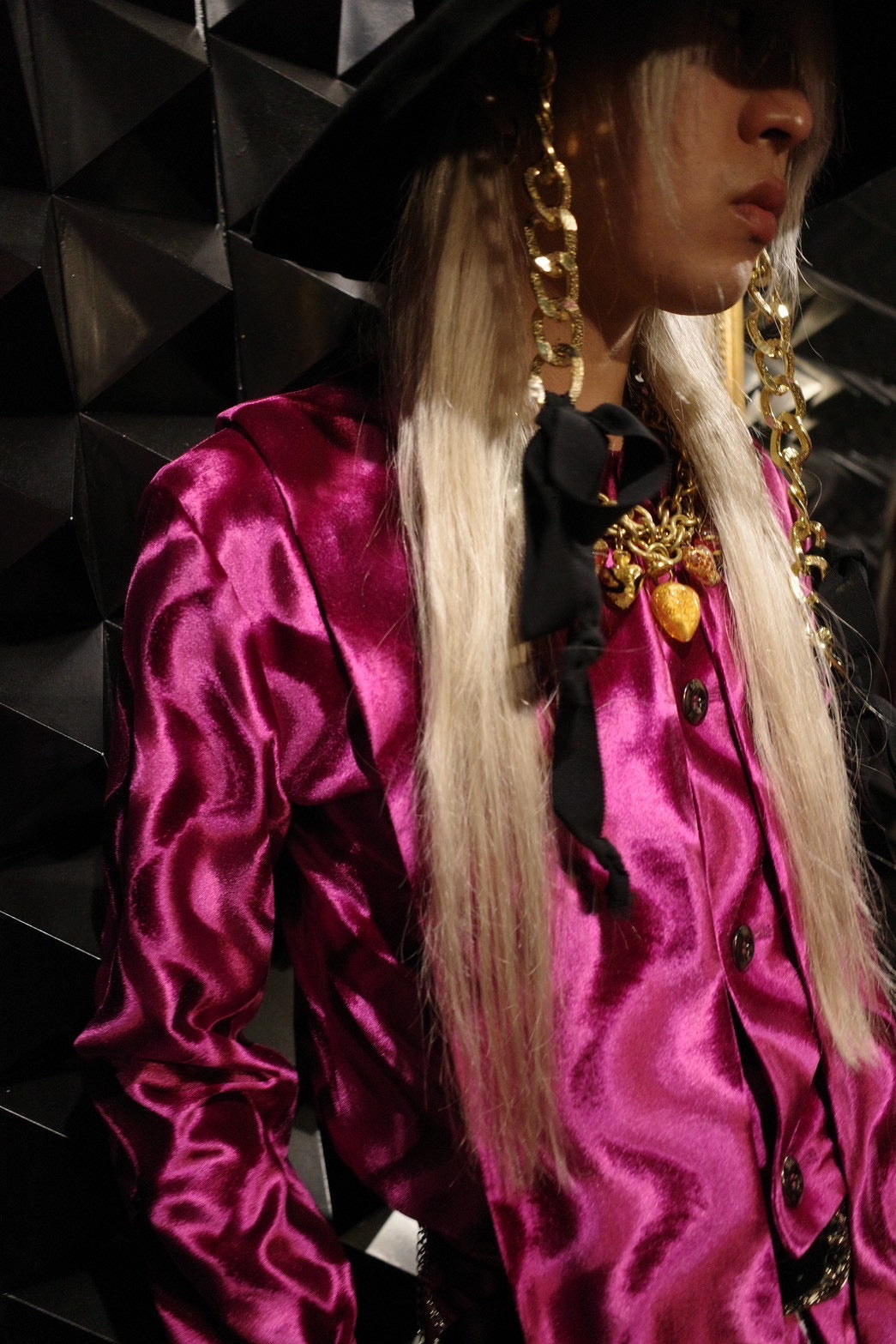 MeleM Velour Bow Collar setup(Wave pink)