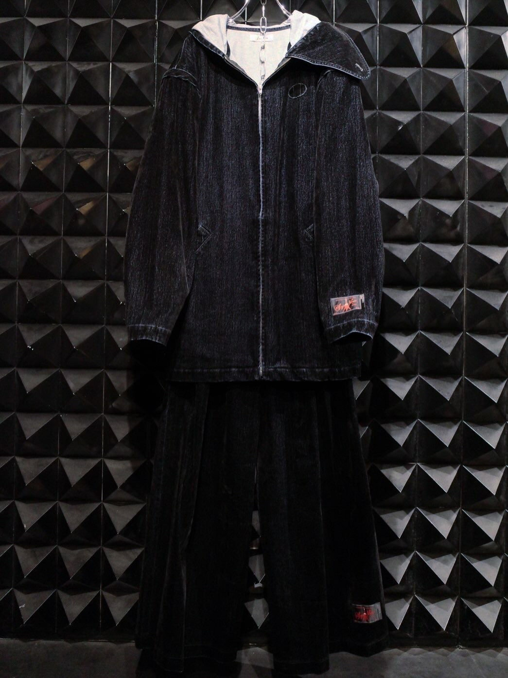 【SYUMAN. 25AW,】 Covered Denim Hoodie-Coat& Covered Denim 2 sides trousers