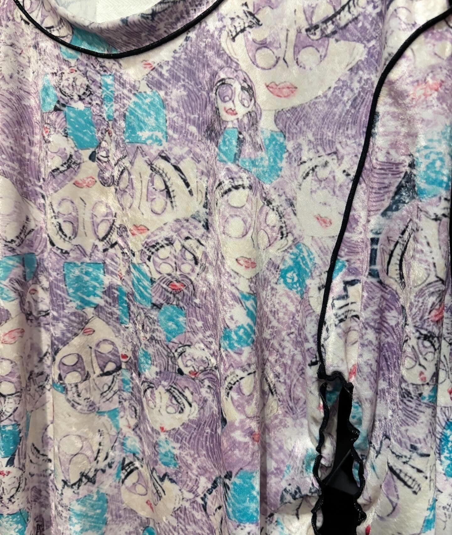 【BASE MARK 25AW,】 Print velor long sleeve Tee & Print velor pleated skirt