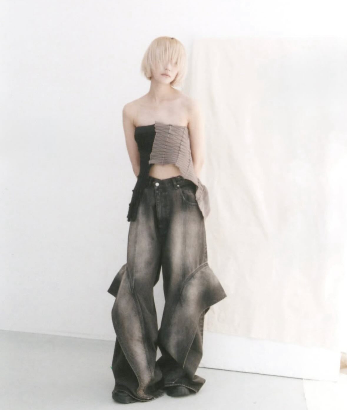 【MIKAGE SHIN 26ss,】Angel Fin Wide Denim Pants BLUE