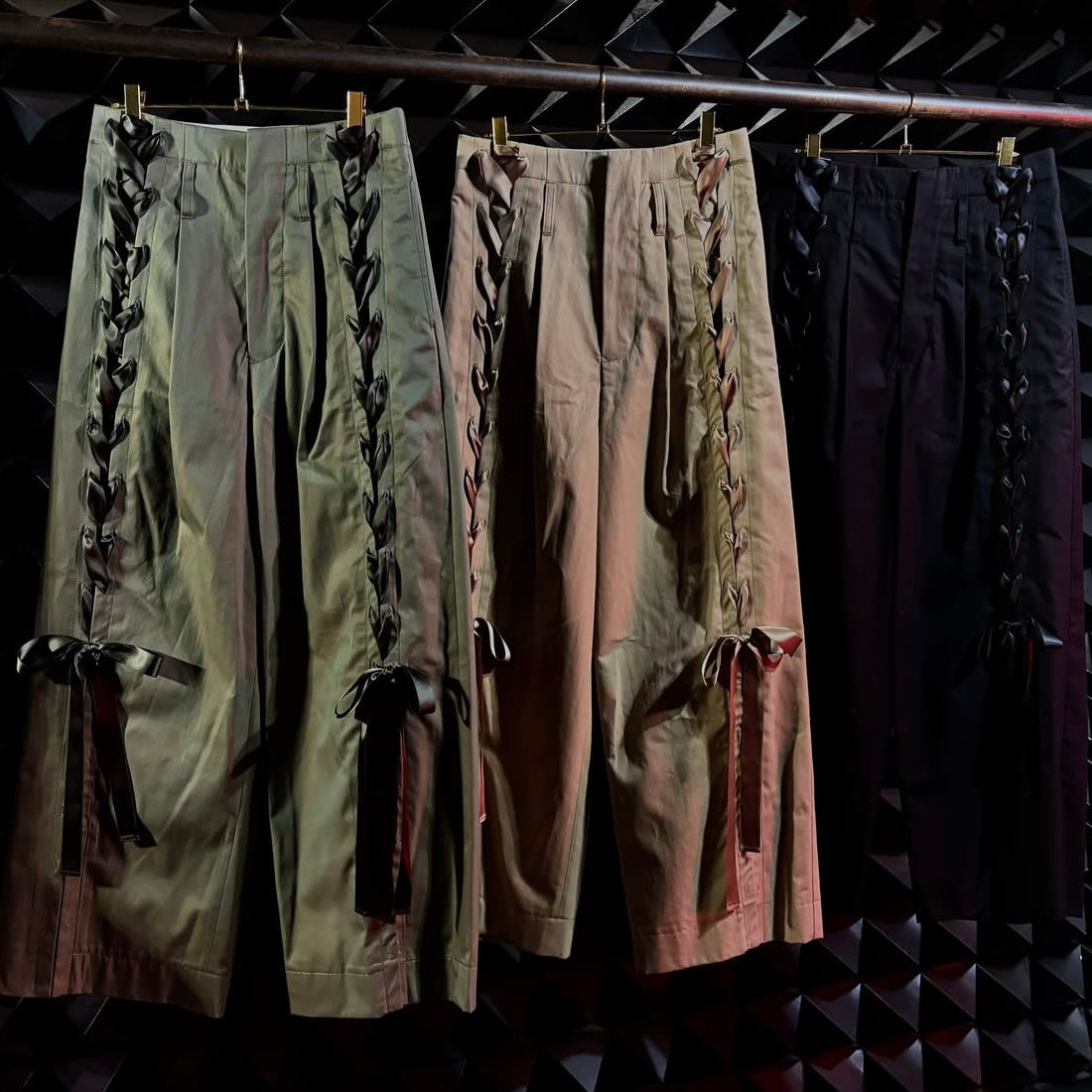 【BASE MARK 26AW,】Lace up Chino Wide Pants / BLACK