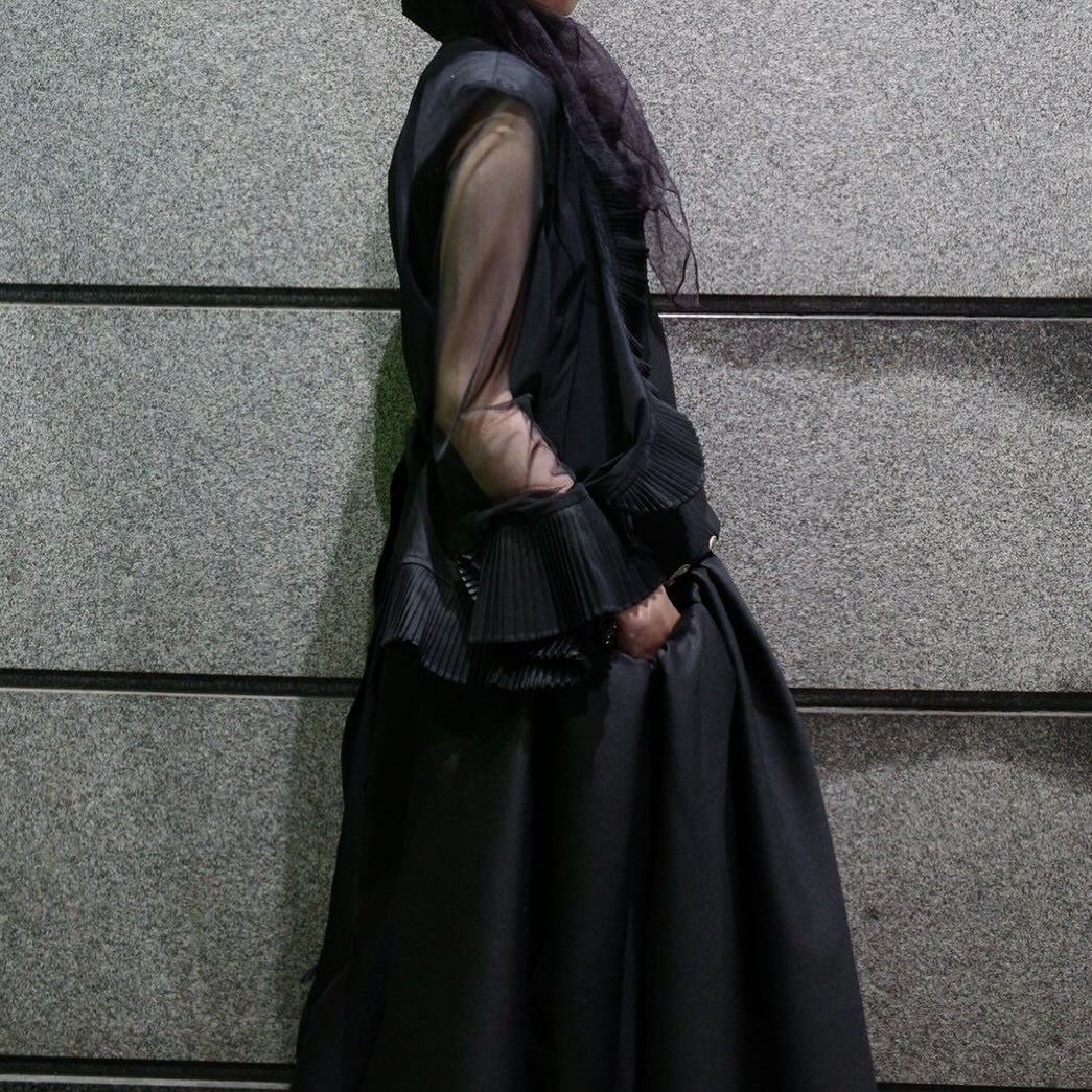 DIVKA “BASICS” Silk Wool Twill Long Skirt