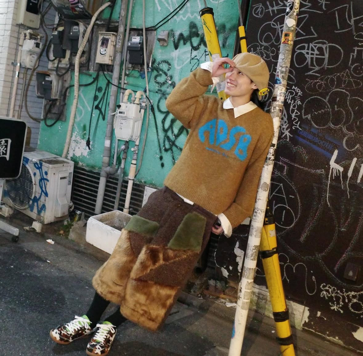 【Andersson Bell 26SS,】FAUX FUR PATCHWORK SHORTS