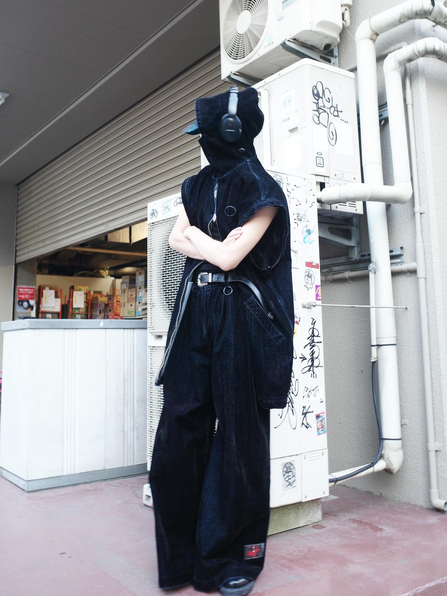 【SYUMAN. 25AW,】 Covered Denim Hoodie-Coat& Covered Denim 2 sides trousers