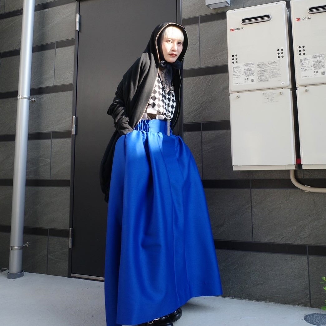 DIVKA “BASICS” Silk Wool Twill Long Skirt
