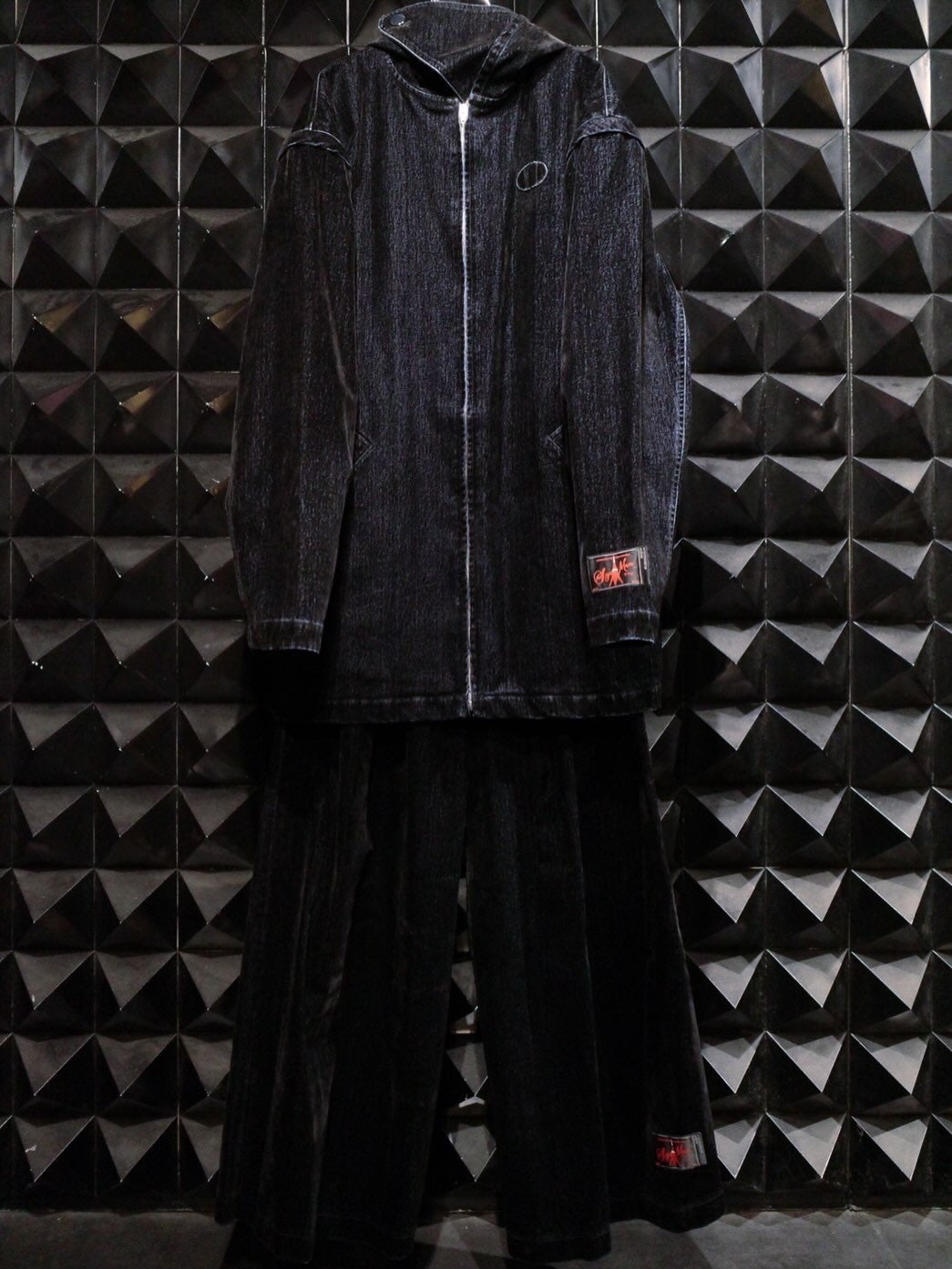 【SYUMAN. 25AW,】 Covered Denim Hoodie-Coat& Covered Denim 2 sides trousers