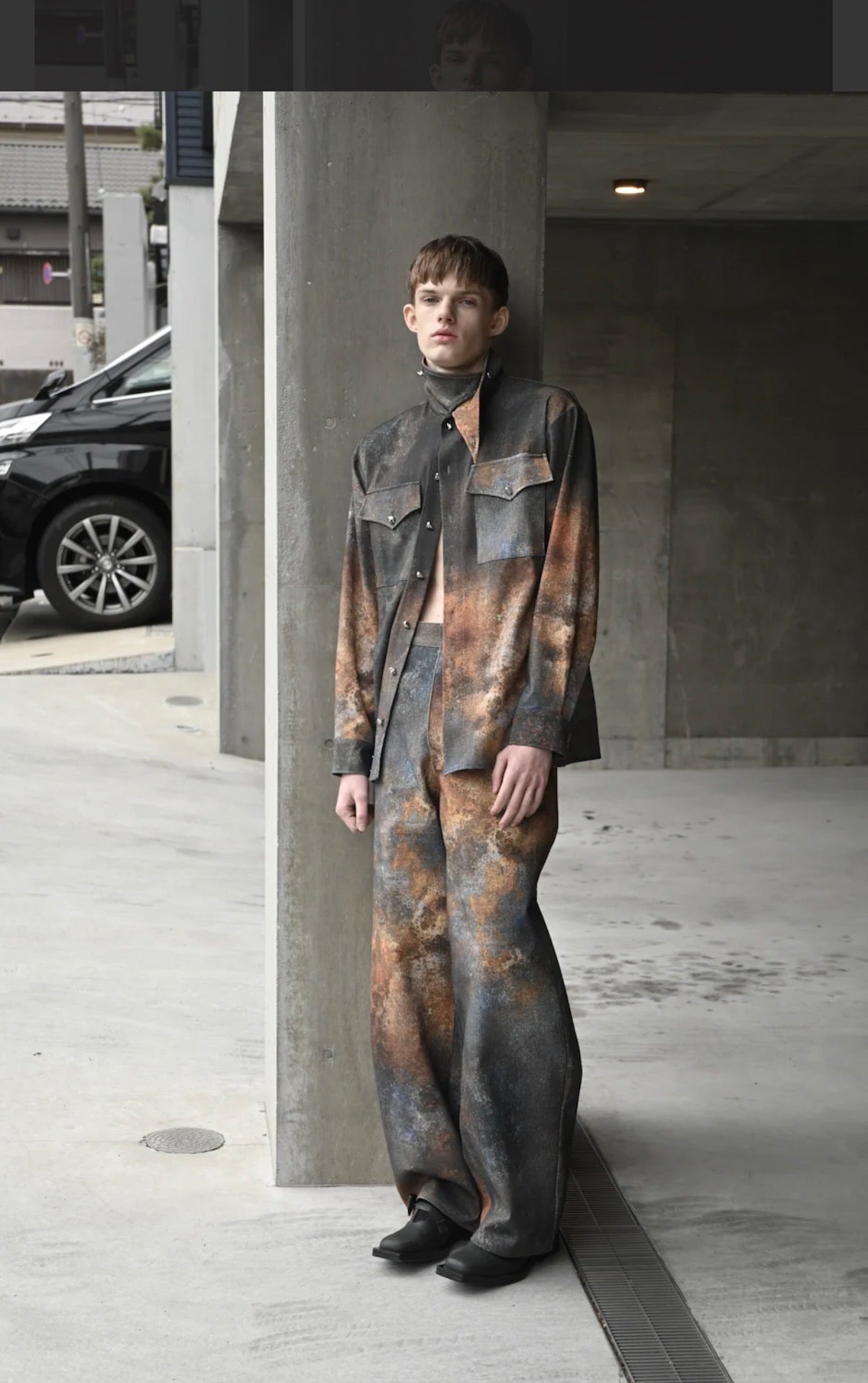 【MIKAGE SHIN 26aw,】Urban Rusts Sabi Denim Pants (Blue,Orange)
