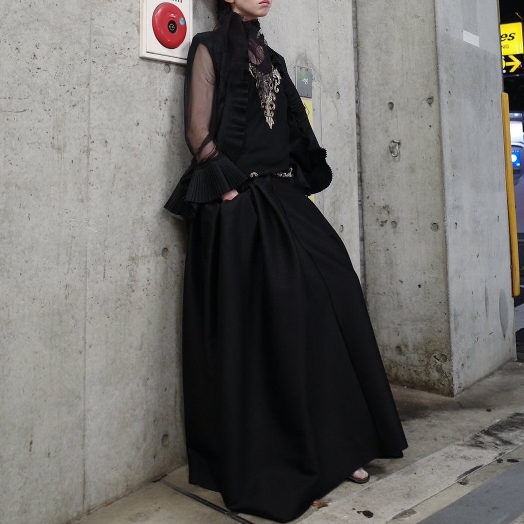 DIVKA “BASICS” Silk Wool Twill Long Skirt