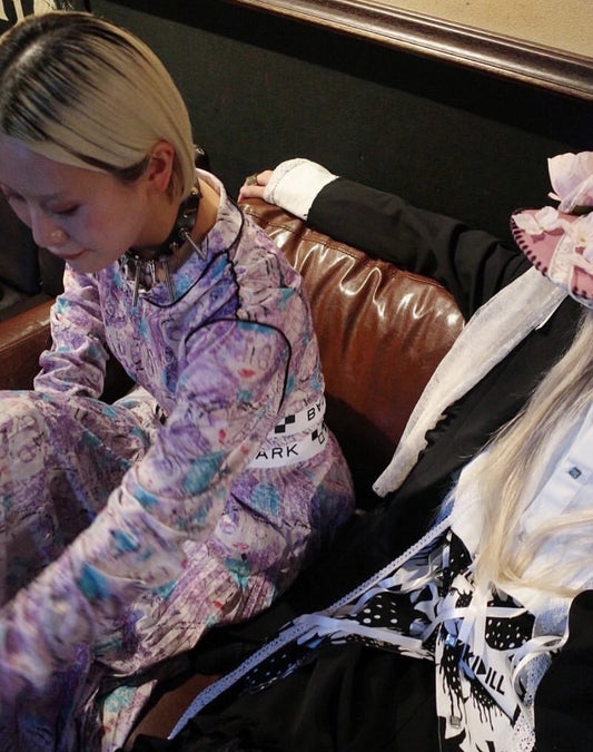 【BASE MARK 25AW,】 Print velor long sleeve Tee & Print velor pleated skirt