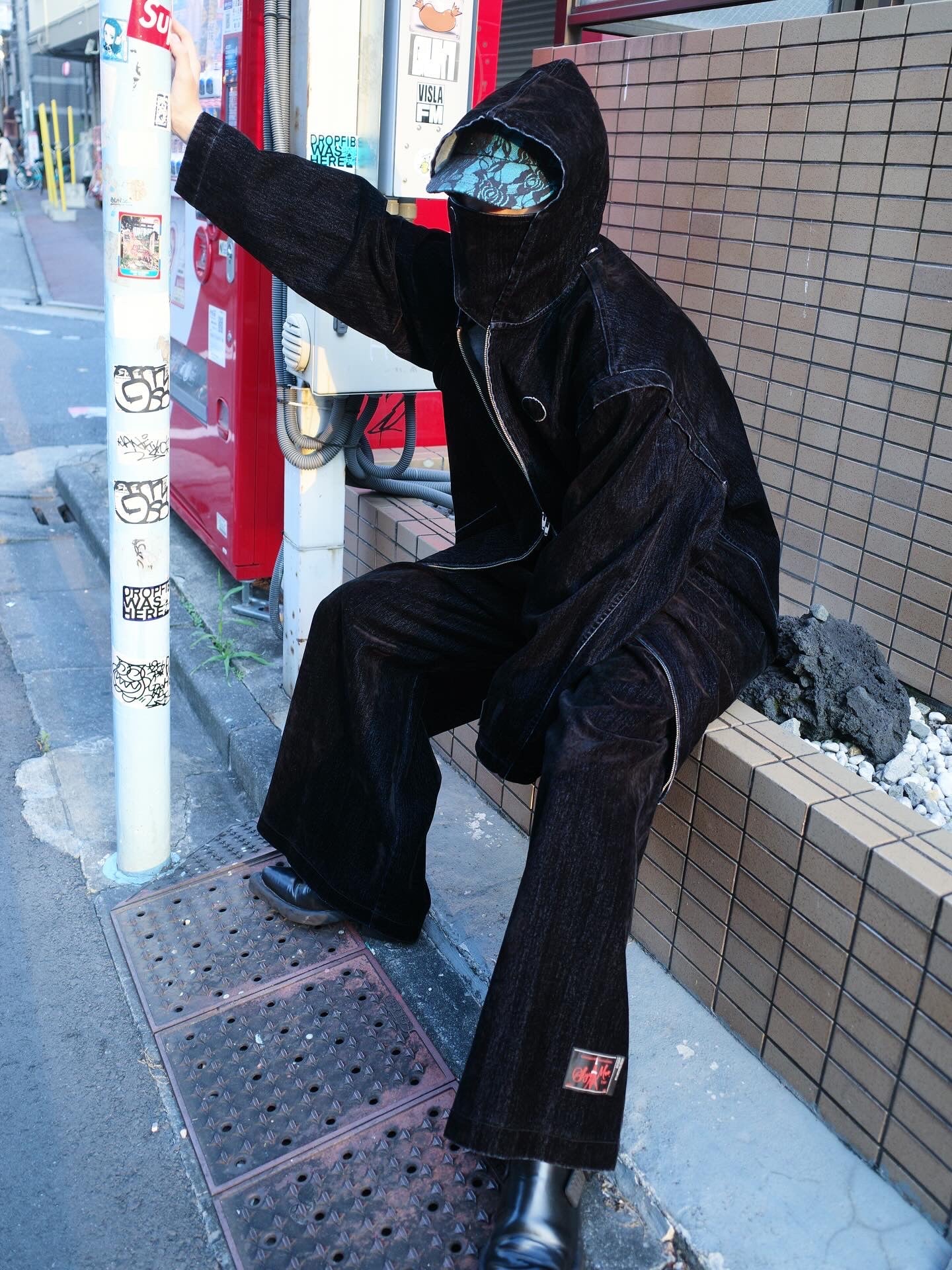 【SYUMAN. 25AW,】 Covered Denim Hoodie-Coat& Covered Denim 2 sides trousers