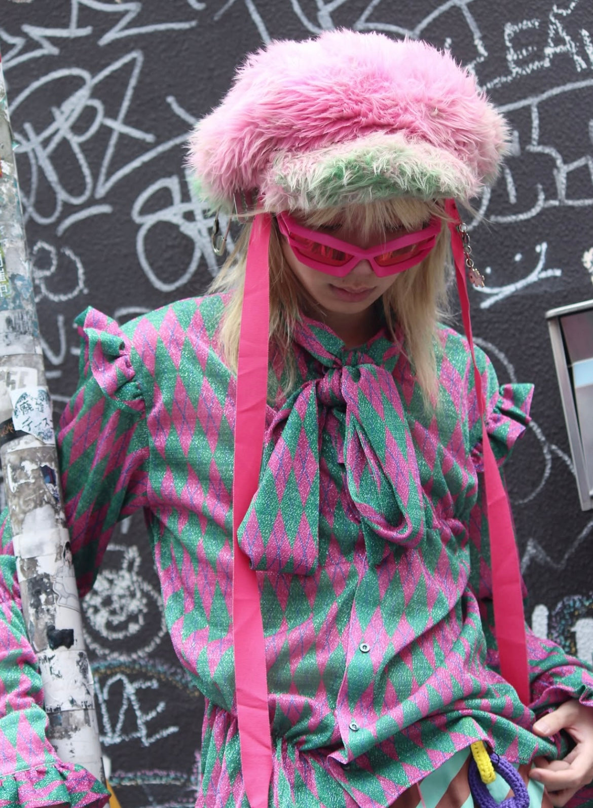 【TENDER PERSON 26AW,】 GLITTER TIE SHIRT / PINK