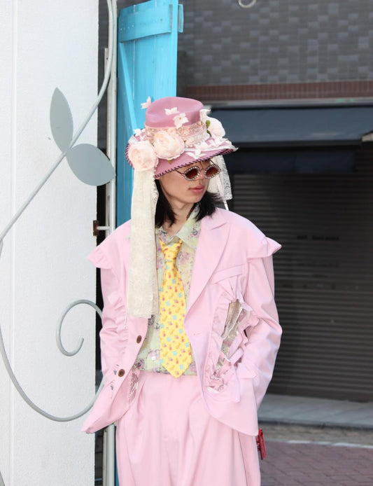 【BASE MARK 26SS,】Wool Frill Jacket & Wool Wide Tuck Pants