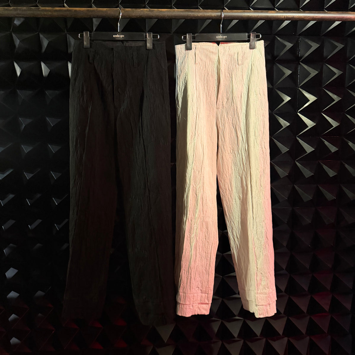 【mukcyen26AW,】eroded jacquard trousers / white / black
