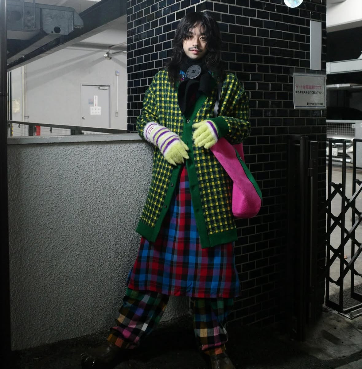 【TENDER PERSON 25AW,】CHECK CARDIGAN / GREEN
