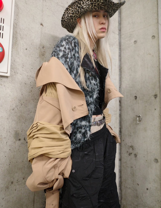 【SEIVSON  25AW,】"X" Short Trench Coat/Beige