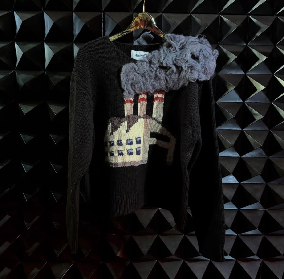 【doublet 26AW,】 
SMOKING FACTORY INTARSIA KNIT PULLOVER BLACK
