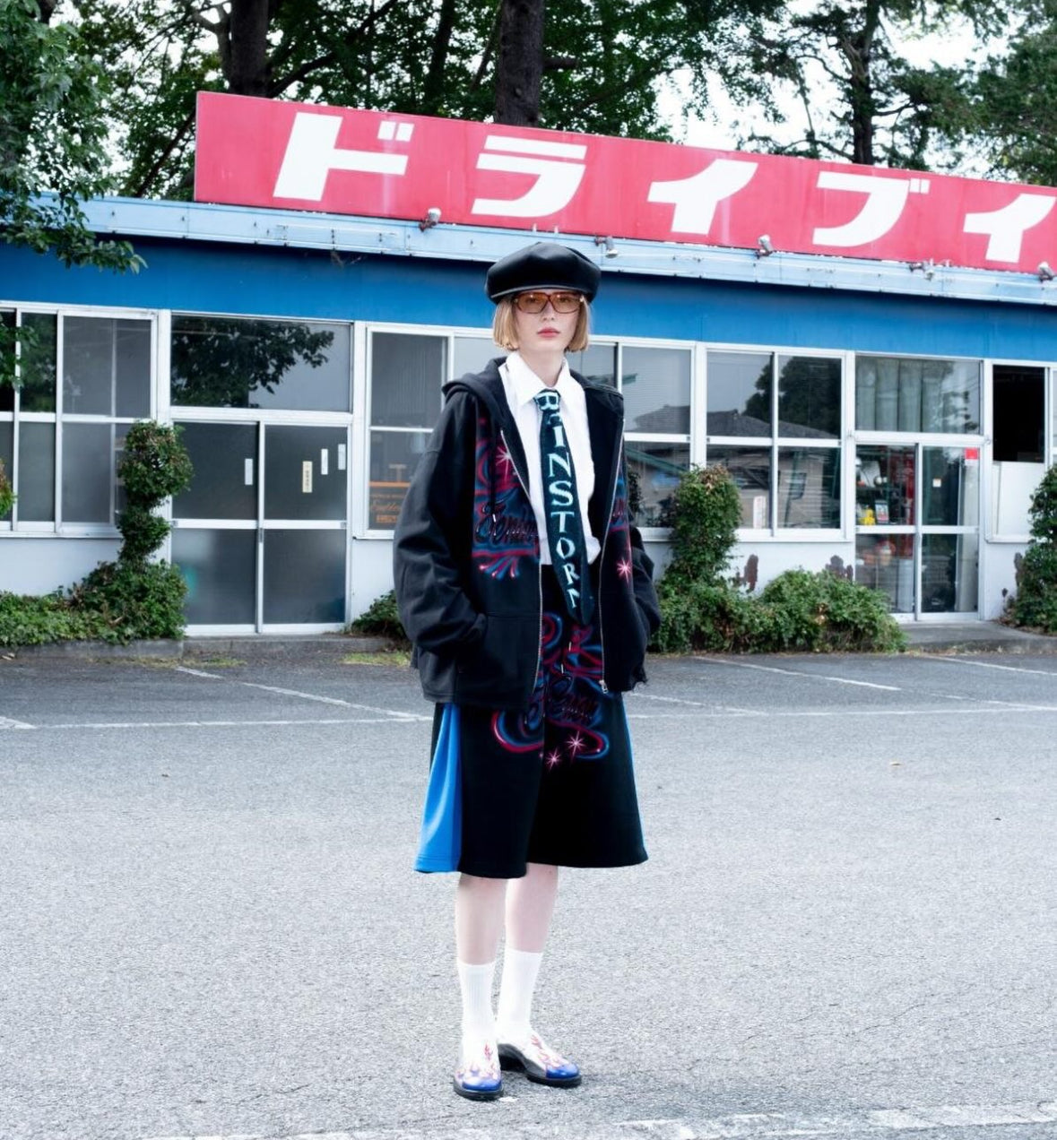 【TENDER PERSON 26SS,】 AIRBRUSHED ZIP UP HOODIE & AIRBRUSHED HARF SWEAT PANTS