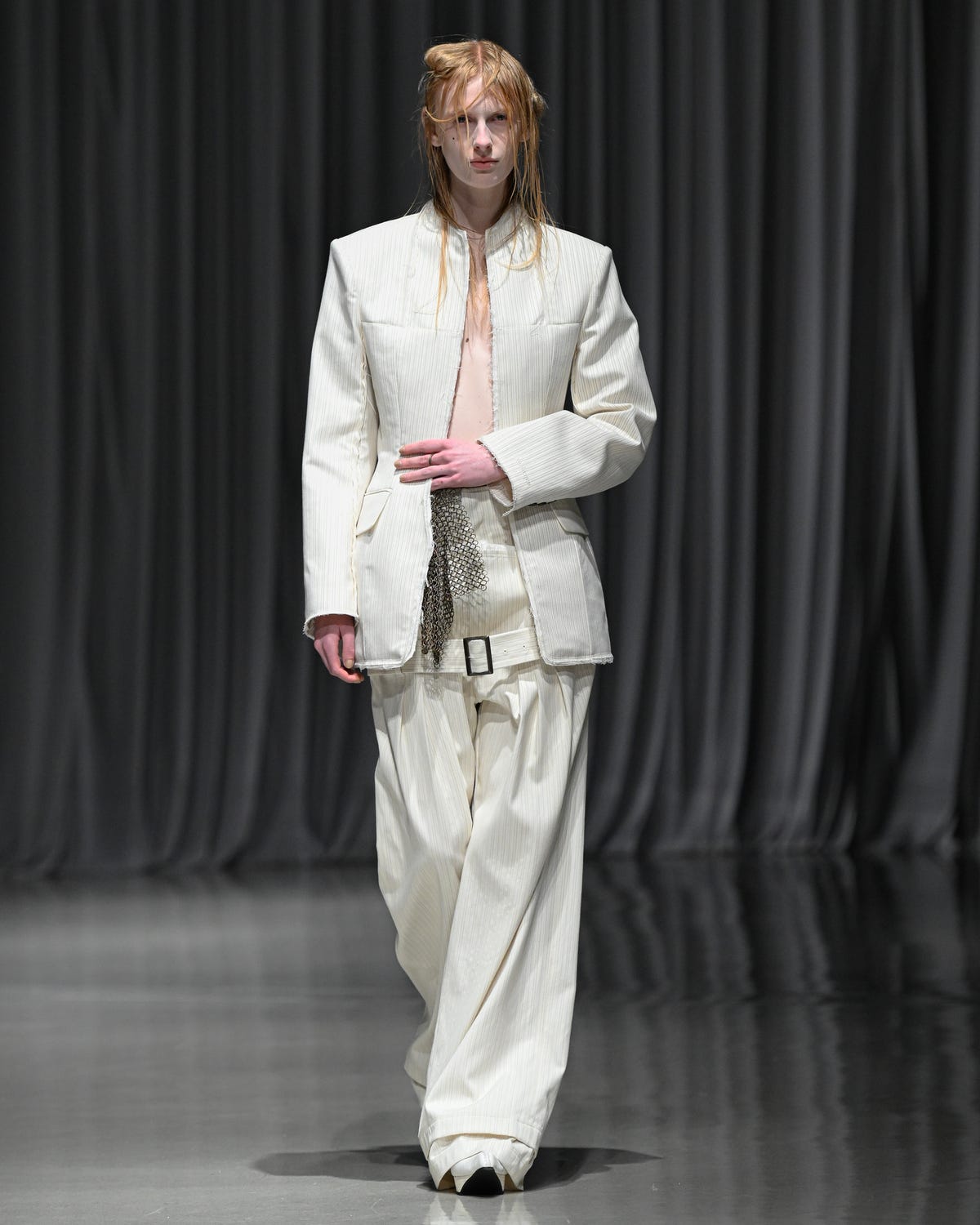 【mukcyen26AW,】double waist trousers / black / white