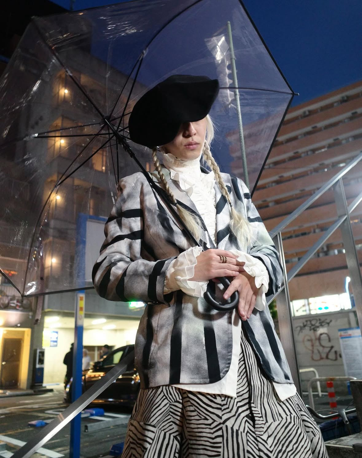 【divka 25aw,】Geometric Jacquard Wide Pants /BLACK×WHITE