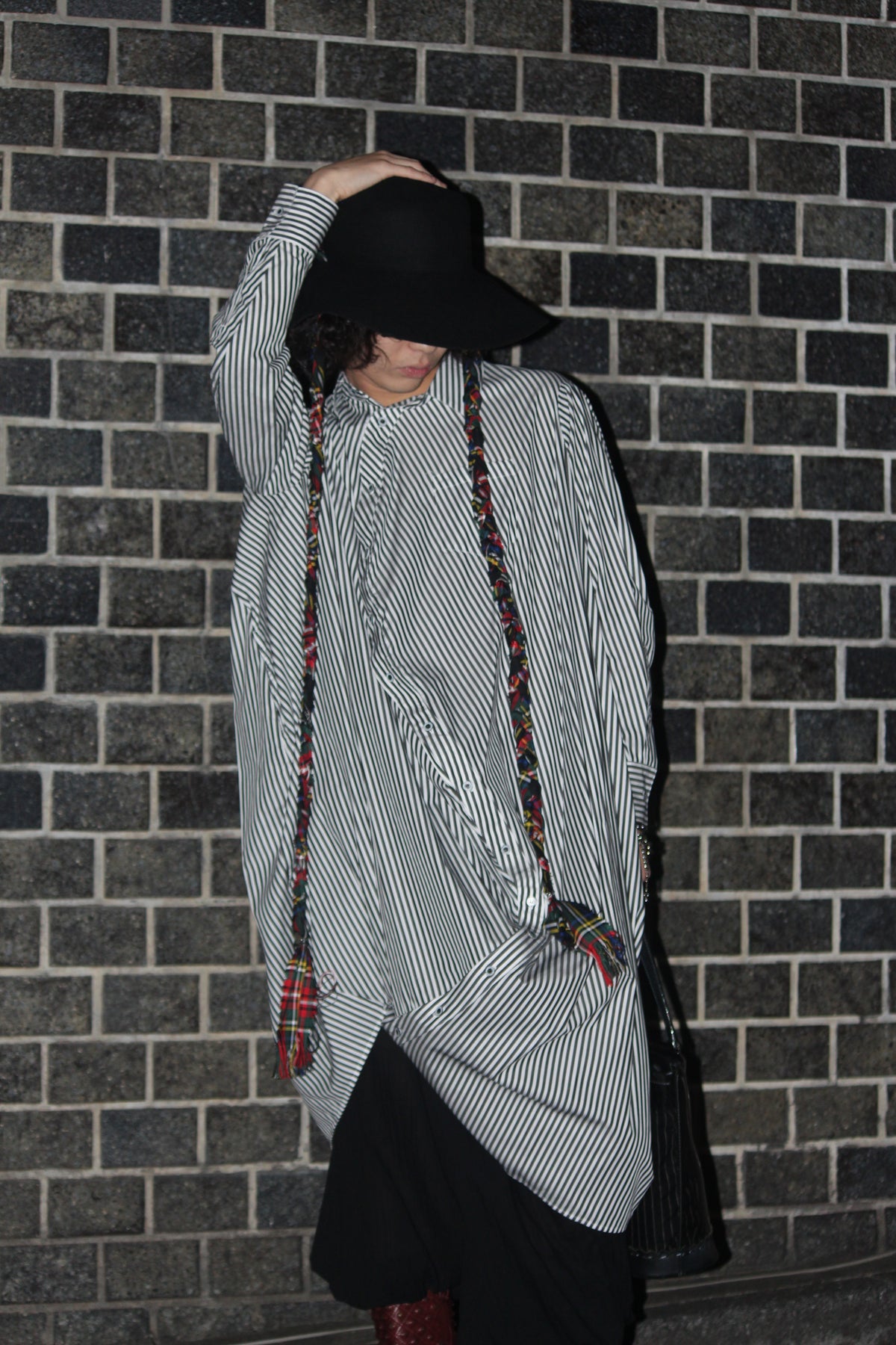【ANREALAGE 26AW,】BALL STRIPE SHIRT ONE PIECE