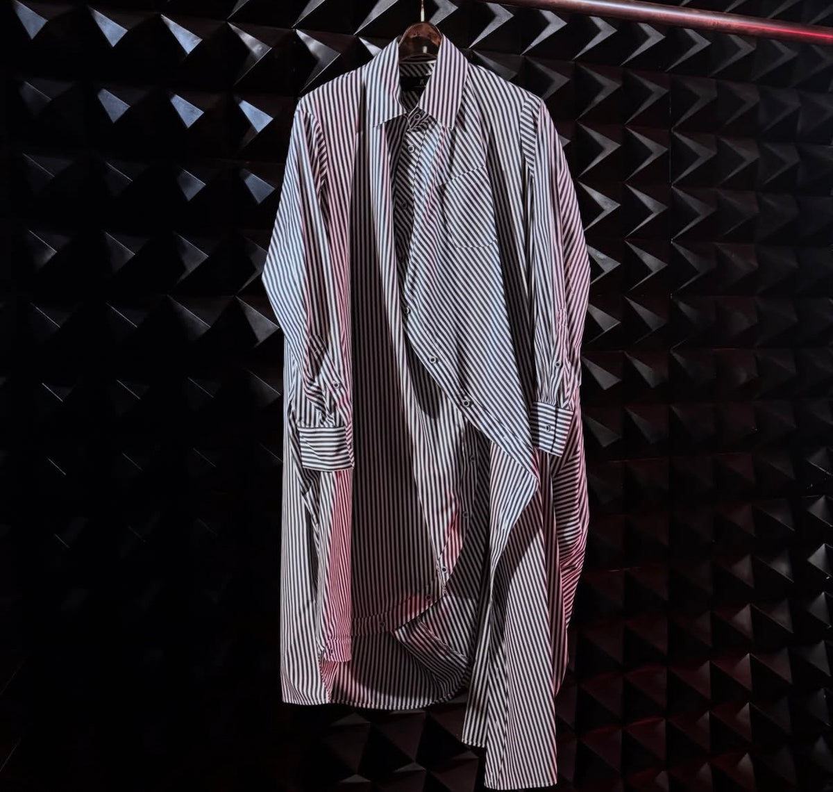 【ANREALAGE 26AW,】BALL STRIPE SHIRT ONE PIECE