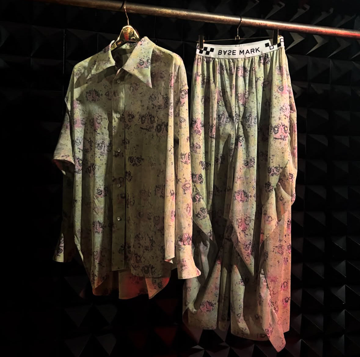 【BASE MARK 26SS,】Print Tulle Asymmetry Shirt & Print Tulle Pants