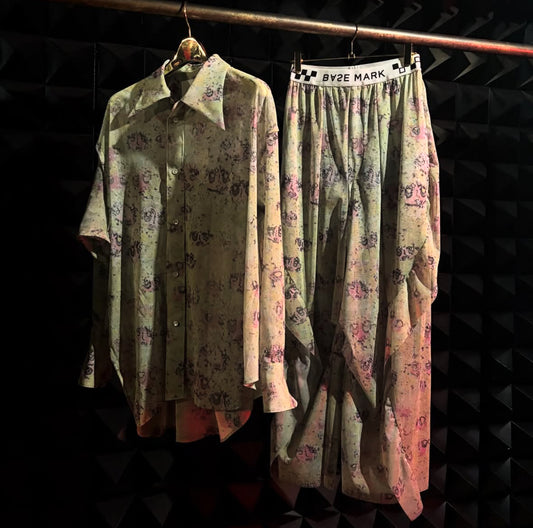 【BASE MARK 26SS,】Print Tulle Asymmetry Shirt & Print Tulle Pants