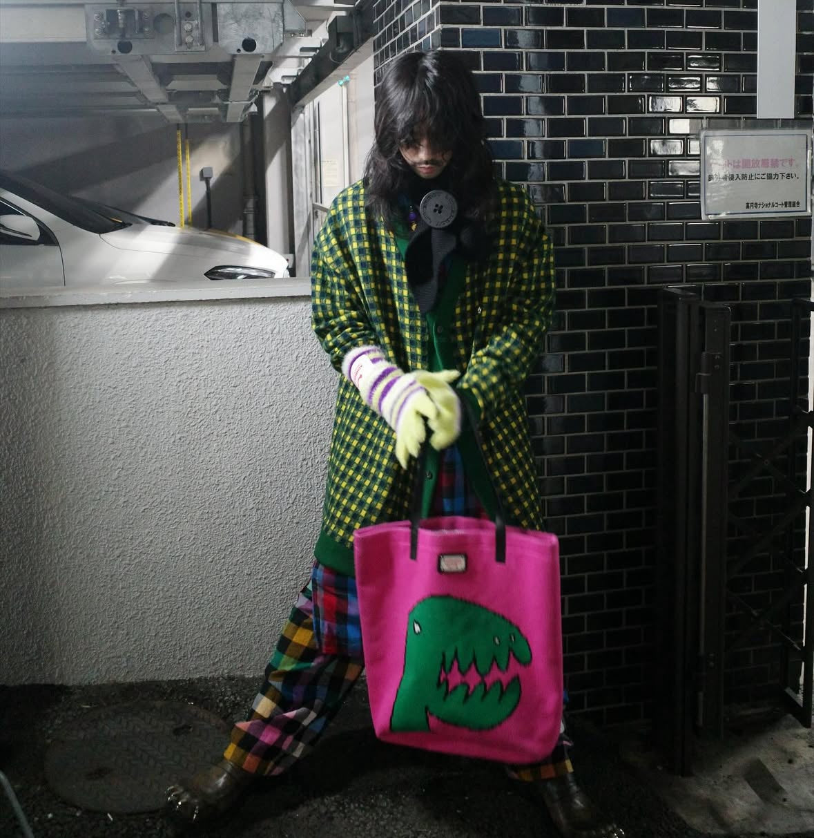 【TENDER PERSON 25AW,】CHECK CARDIGAN / GREEN