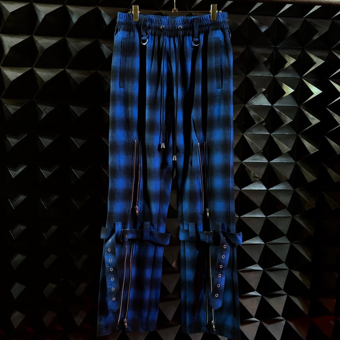 【el conductorH 26AW,】COTTON FLANNEL CHECK BONDAGE TROUSERS / BLUE