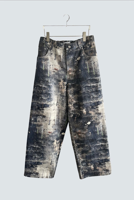 【MIKAGE SHIN 26aw,】Urban Rusts Sabi Denim Pants (Navy,Green)