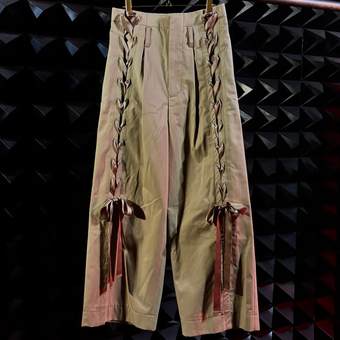【BASE MARK 26AW,】Lace up Chino Wide Pants / BEIGE