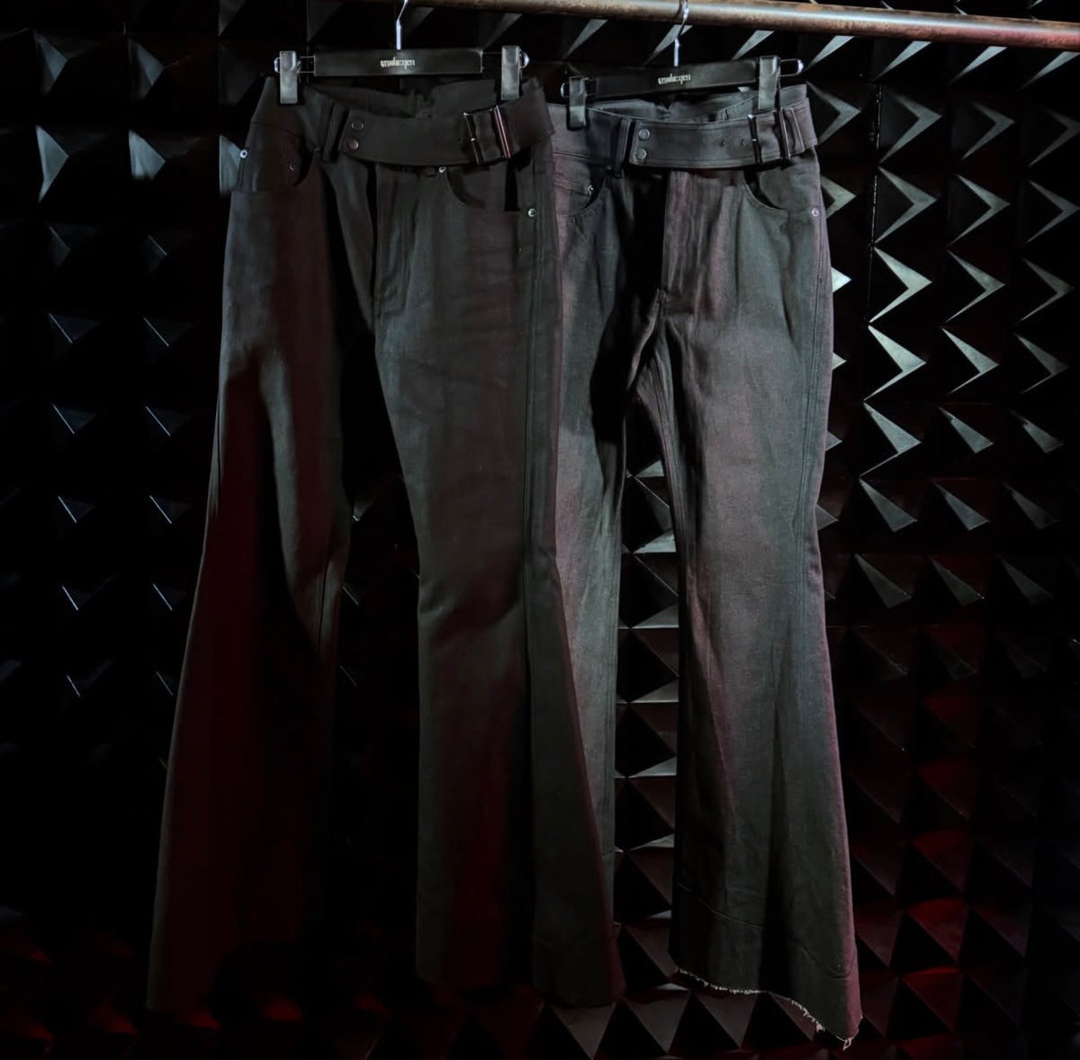 【mukcyen26AW,】flare denim pants / rock gary / black