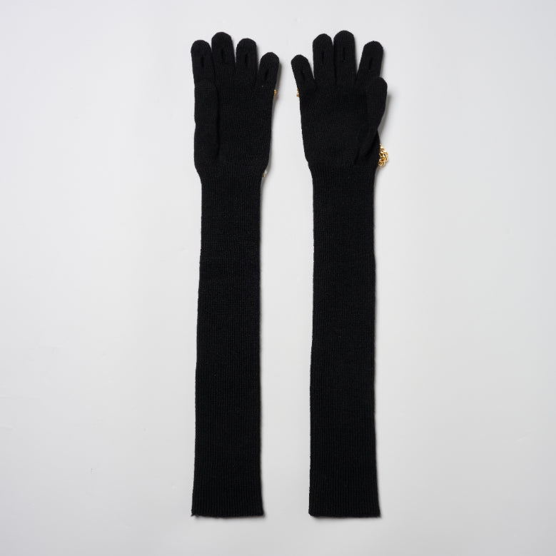 【doublet 26AW,】 
JEWELRY ATTACHED LONG
GLOVES/  BLACK/GOLD
