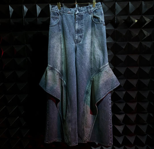【MIKAGE SHIN 26ss,】Angel Fin Wide Denim Pants BLUE