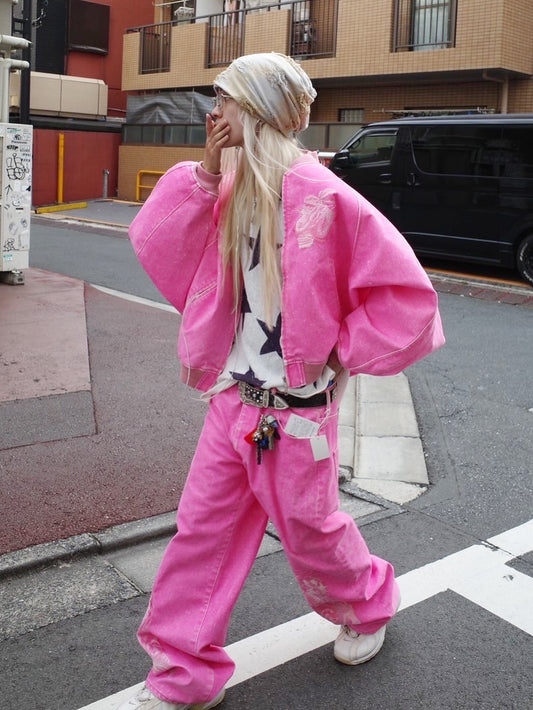 【doublet 25AW,】FLOCKED DEINM SOUVENIR JACKET & FLOCKED DEINM EMBROIDERED PANTS
