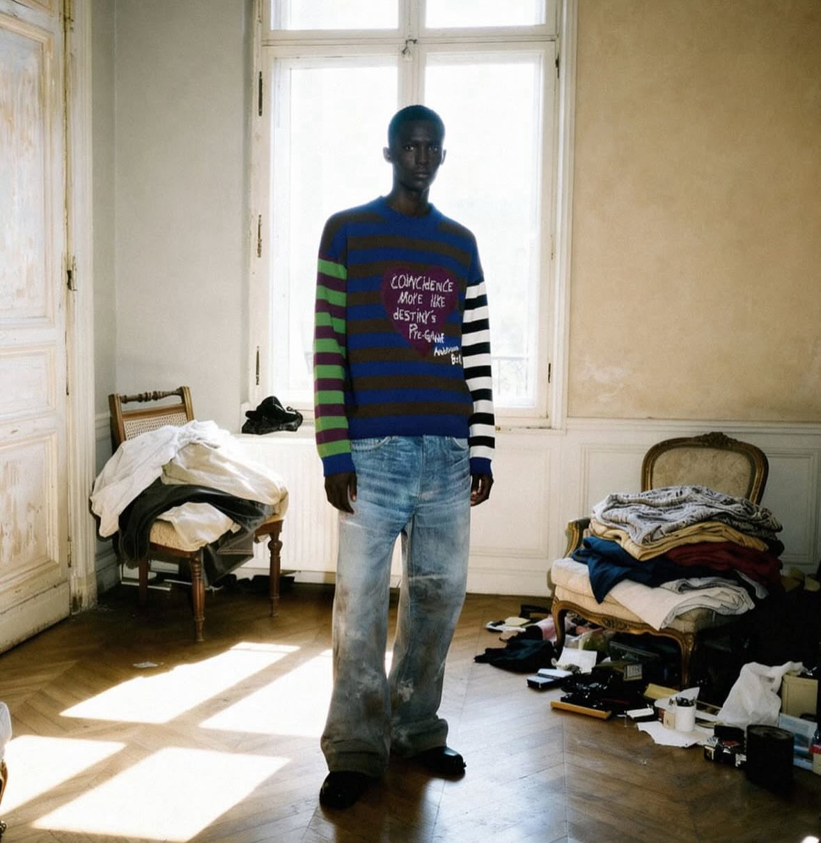 【Andersson Bell 26SS,】UNISEX FESTIVAL MUD PRINTED JEANS