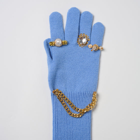 【doublet 26AW,】 
JEWELRY ATTACHED LONG
GLOVES/ BLUE