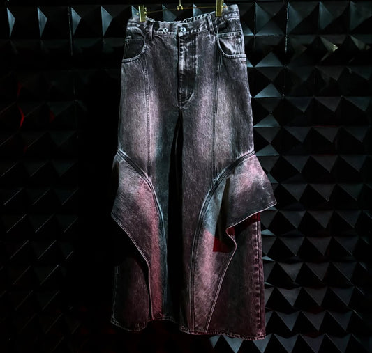 【MIKAGE SHIN 26ss,】Angel Fin Wide Denim Pants BLACK