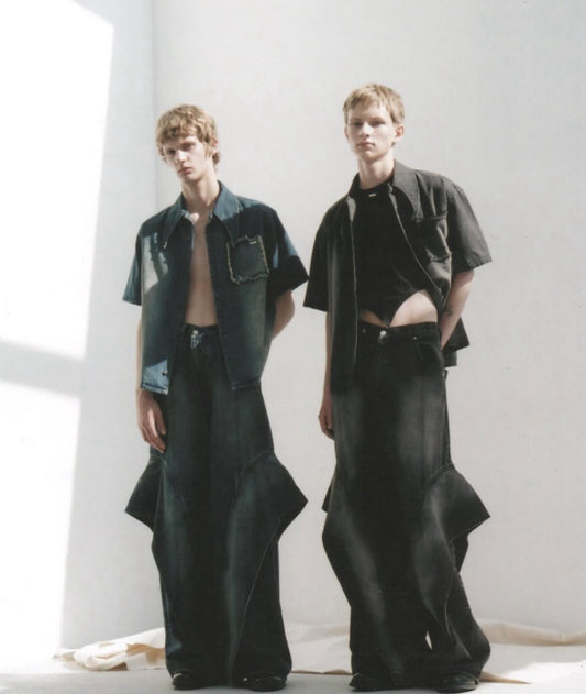 【MIKAGE SHIN 26ss,】Angel Fin Wide Denim Pants BLUE