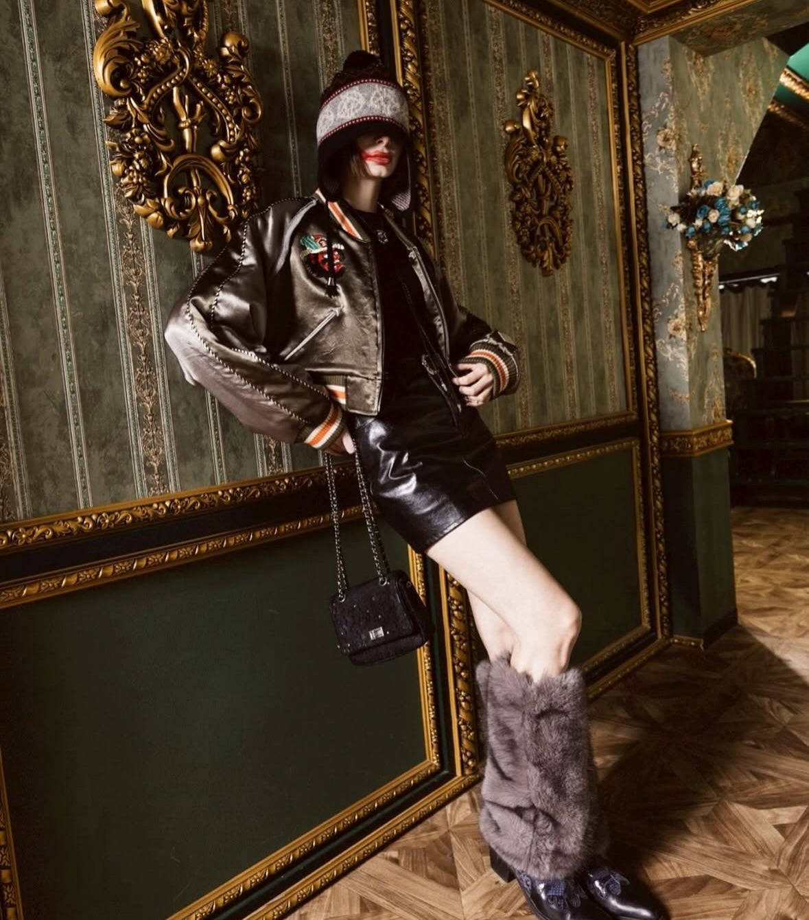 【el conductorH 25AW,】CROPPED YAMA KING EMBROIDERED SOUVENIR JKT