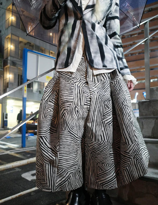 【divka 25aw,】Geometric Jacquard Wide Pants /BLACK×WHITE
