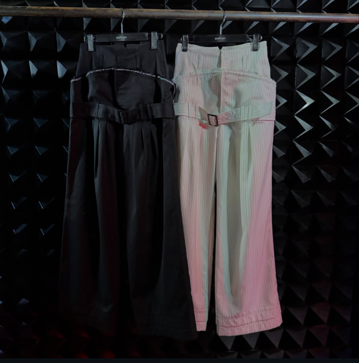 【mukcyen26AW,】double waist trousers / black / white