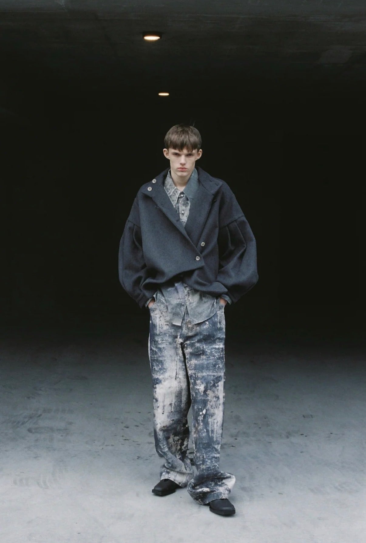 【MIKAGE SHIN 26aw,】Urban Rusts Sabi Denim Pants (Navy,Green)