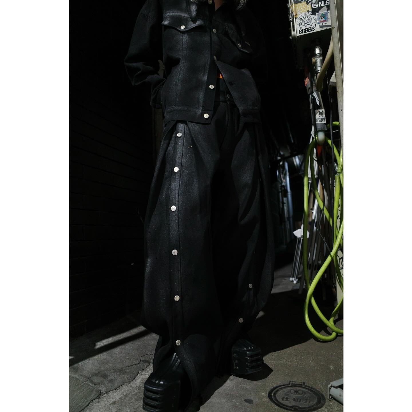 【MIKAGE SHIN 25AW,】 Burnt Rusts Denim Jacket & Burnt Rusts Open Wide Tuck Denim
