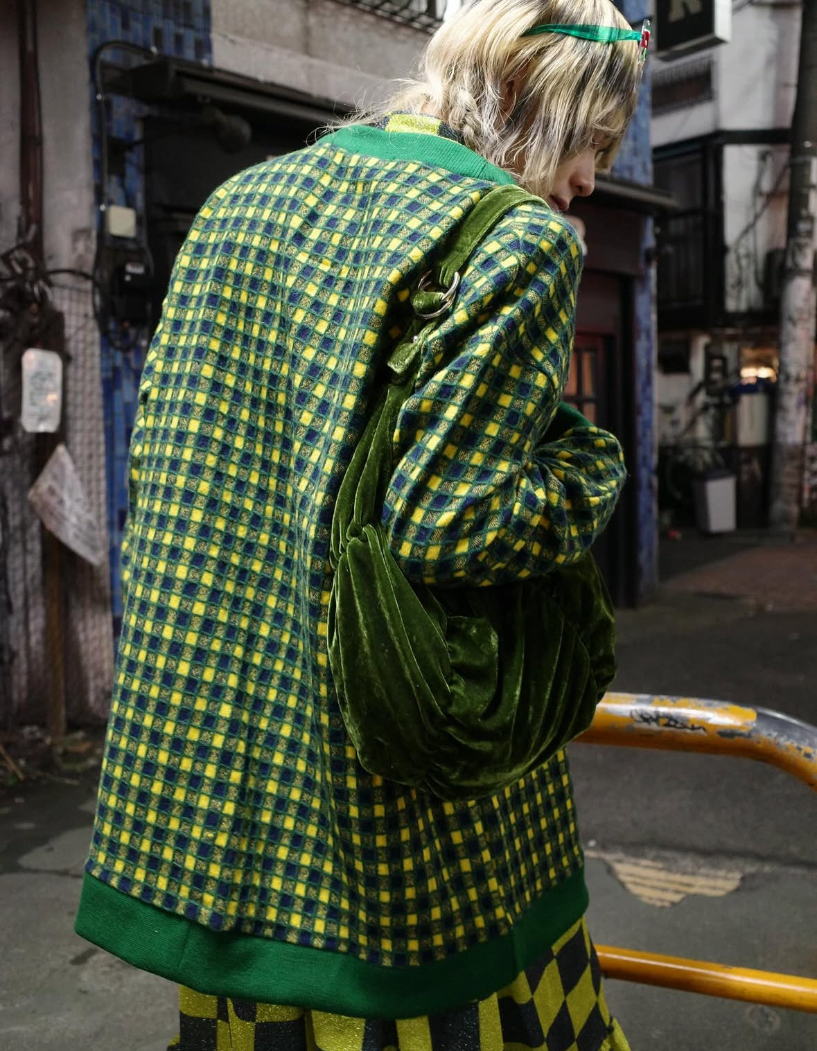 【TENDER PERSON 25AW,】CHECK CARDIGAN / GREEN