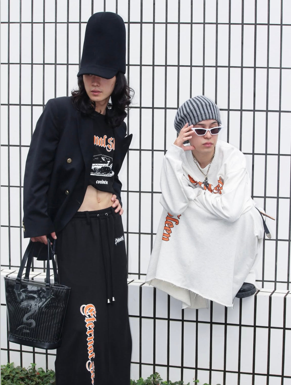 【el conductorH 26AW,】COTTON JERSEY CROPPED SWEATER SET(LONG SKIRT) / BLACK