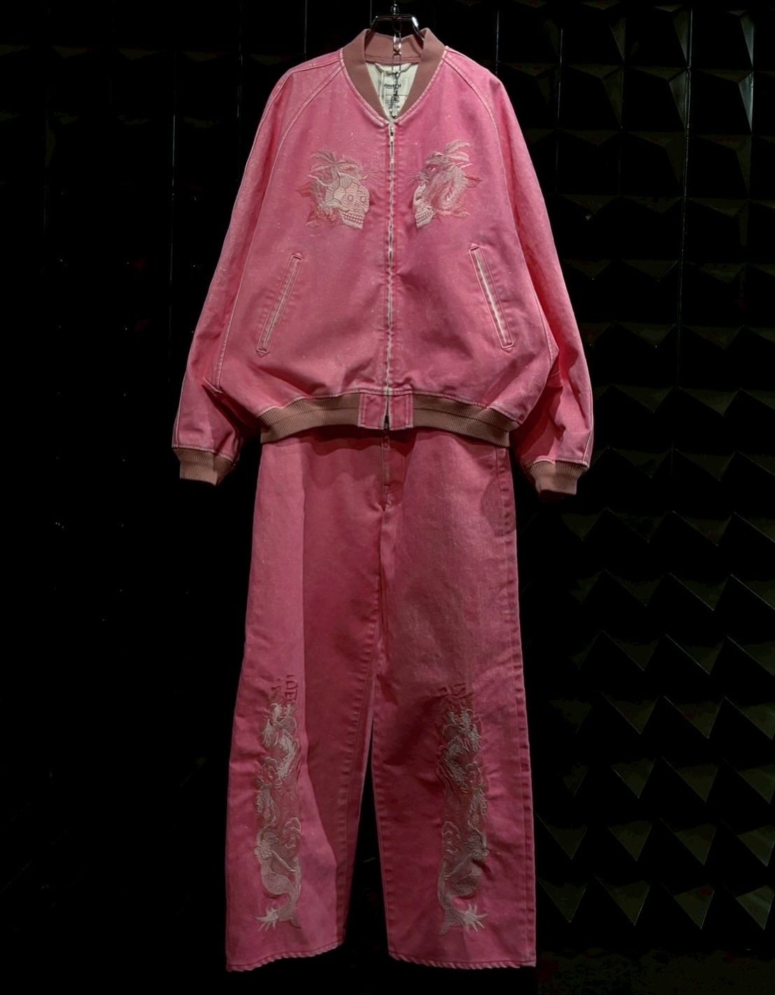【doublet 25AW,】FLOCKED DEINM SOUVENIR JACKET & FLOCKED DEINM EMBROIDERED PANTS