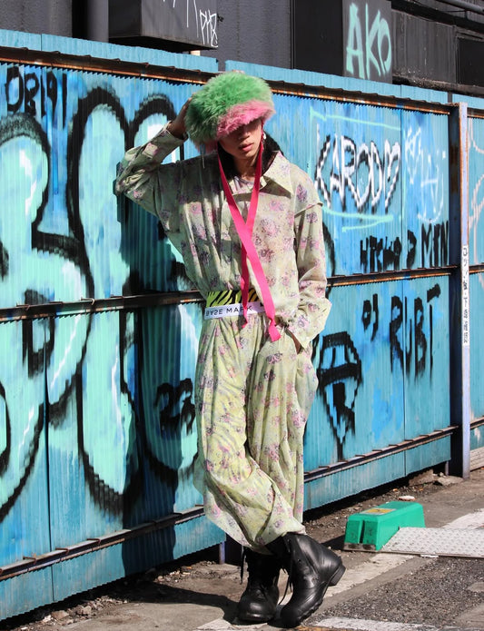 【BASE MARK 26SS,】Print Tulle Asymmetry Shirt & Print Tulle Pants