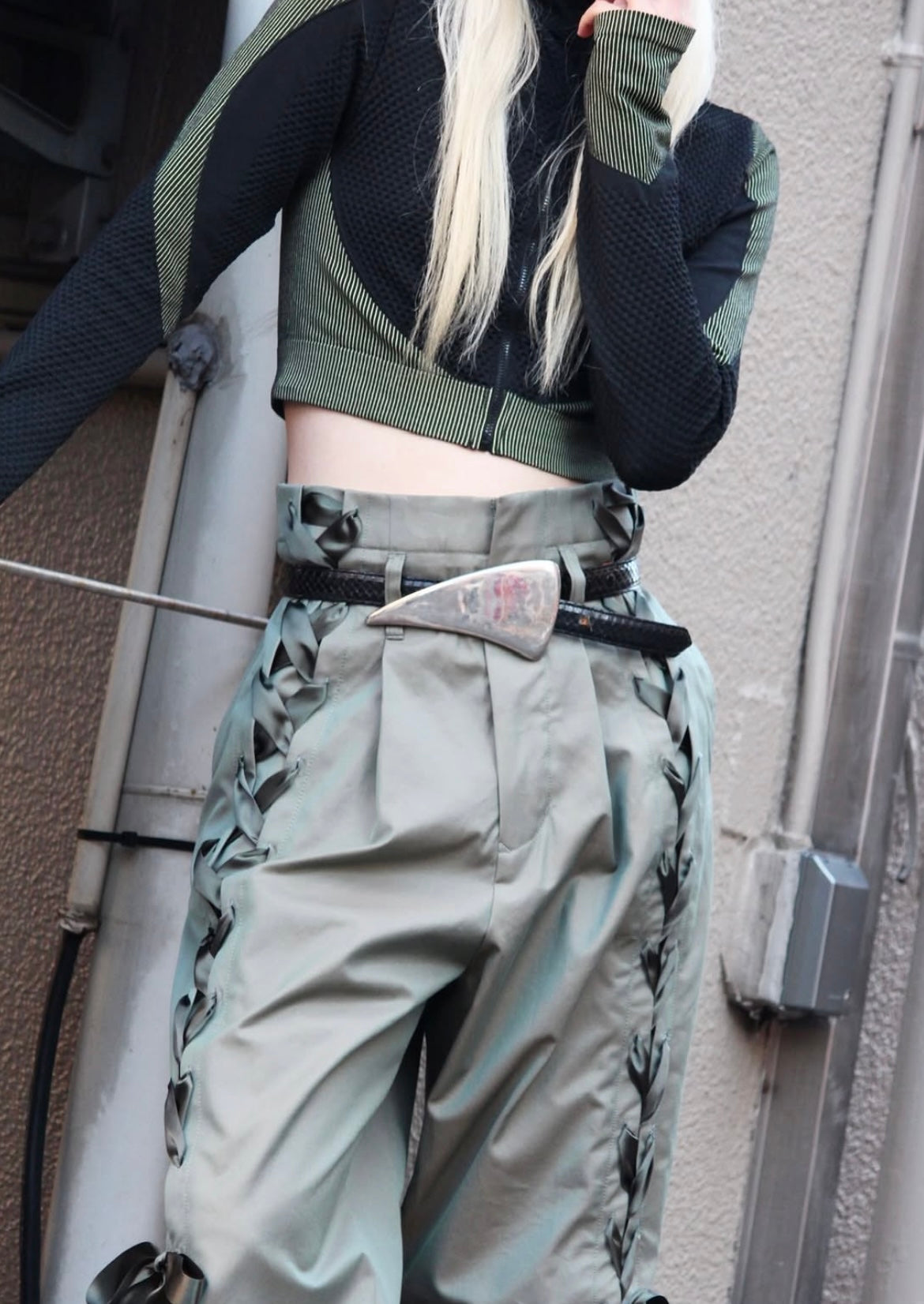【BASE MARK 26AW,】Lace up Chino Wide Pants / KHAKI