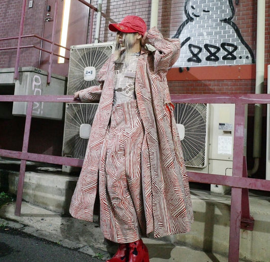 【divka 25aw,】Geometric Jacquard Dress Coat /RED